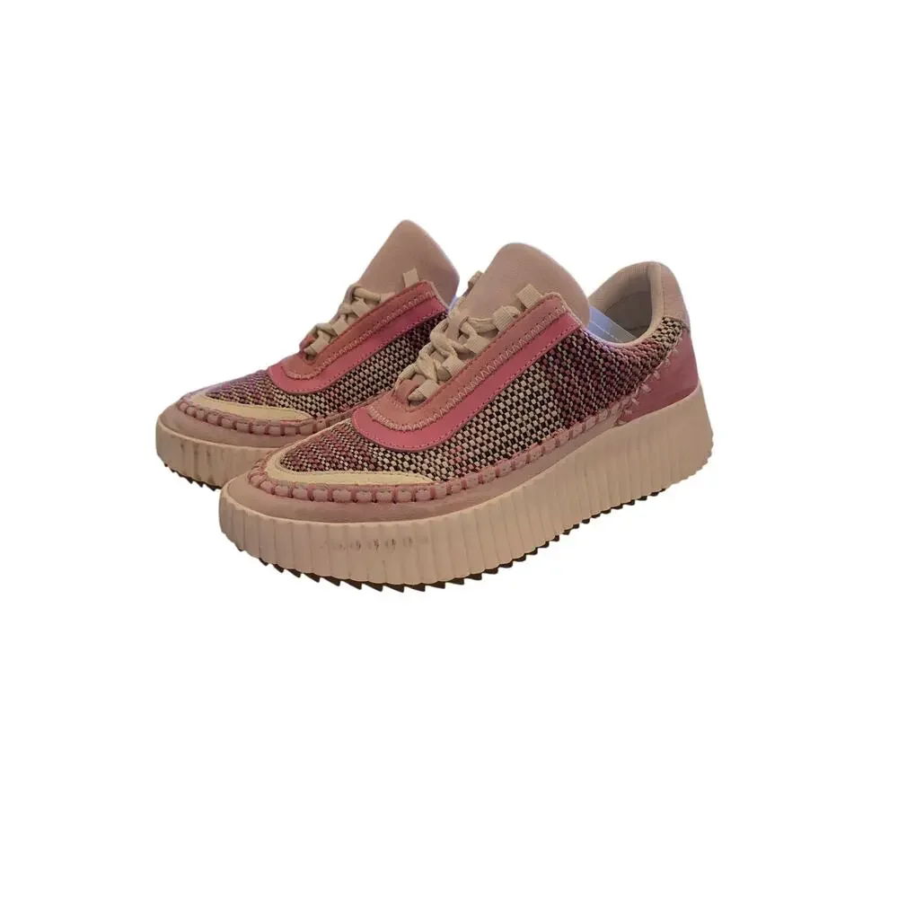 Dolce Vita Pink Multi Woven Platform‎ Sneakers Womens Lace Up Casual Shoes